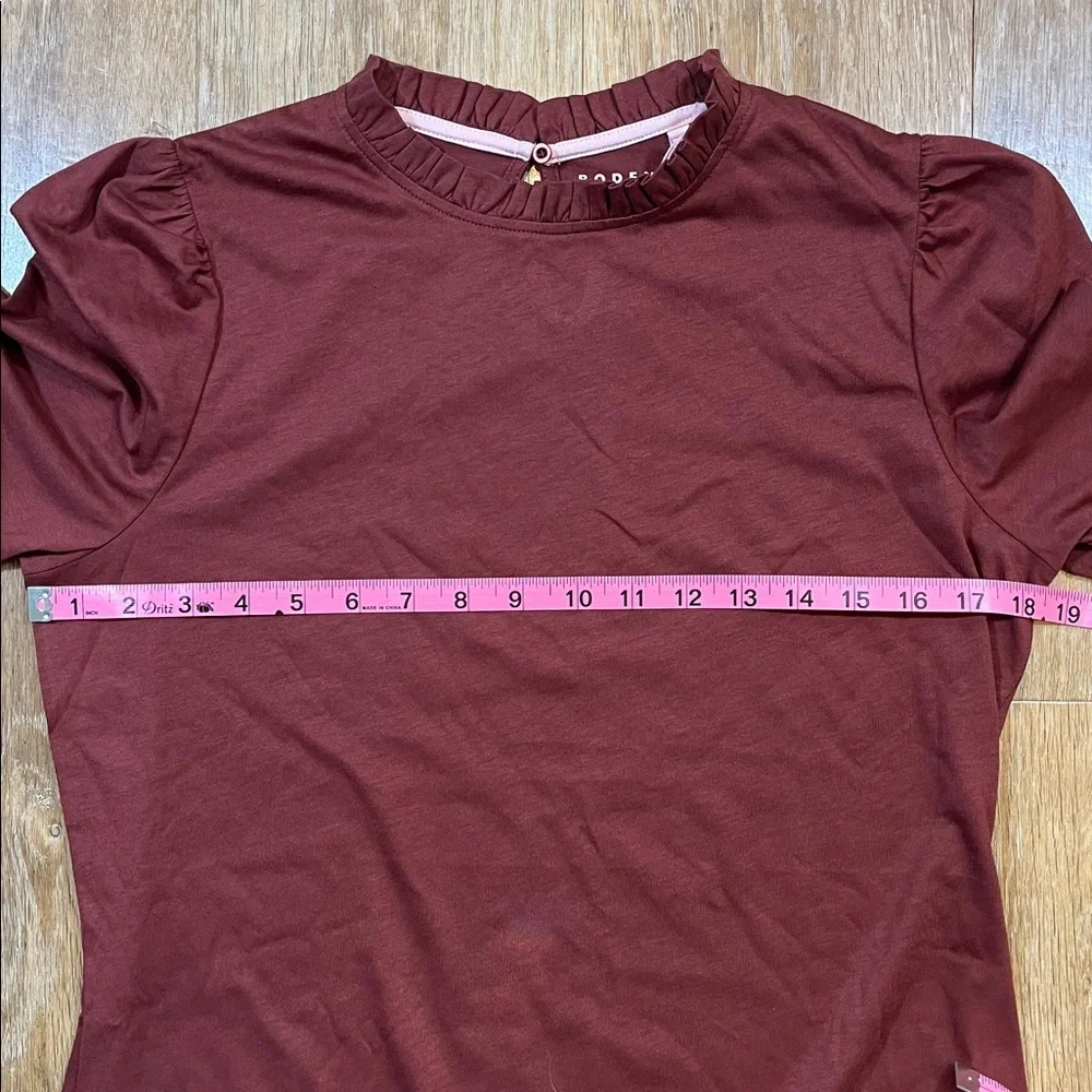 NEW Boden Supersoft Frill Detail T-Shirt Roasted Brown Cotton Short Sleeve Top - Picture 9 of 11